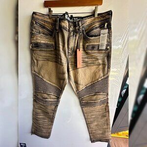 NWT ROCK REVIVAL MOTO MEN'S JEANS 40 ELLIOT BIKER JEANS